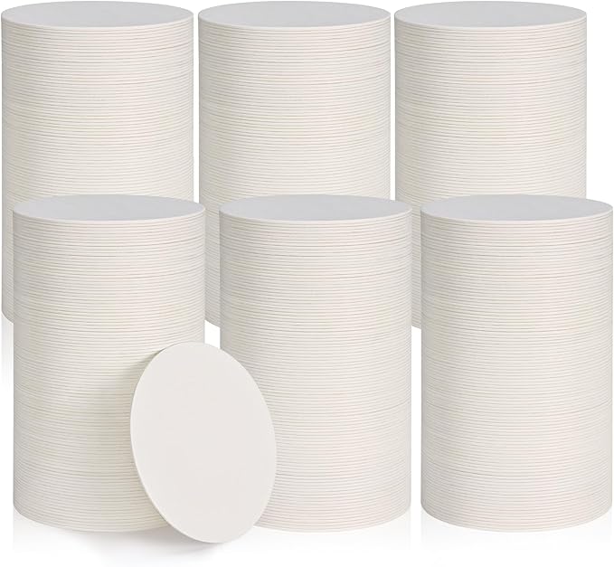 600 Pieces Disposable Paper Coasters, GOH DODD Thickened (1.5MM) 4 Inch Bar Coasters Bulk Absorbent Cardboard Blanks Doilies for Drinks DIY Arts Crafts Wedding Party Gifts Education, White, Round