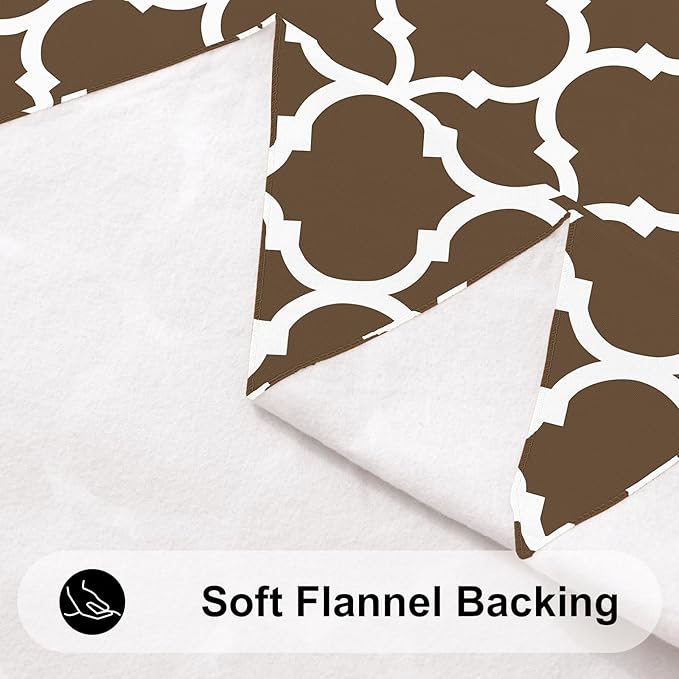 Smiry Rectangle Tablecloth, Waterproof Vinyl Tablecloths with Flannel Backing for Rectangle Tables, Wipeable Spillproof Plastic Tablecloth for Dining, Camping, Indoor and Outdoor (60"x84", Brown)