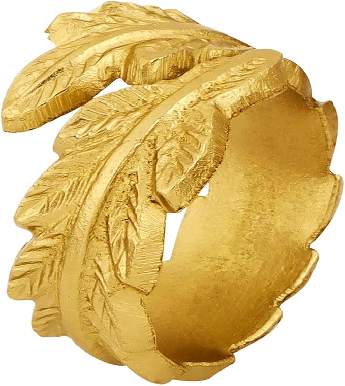 CLEENTABLE Gold Leaf Napkin Rings Set of 12 - Round Metal Napkin Holders for Dining Table Settings - Elegant Leaf Design for Weddings, Parties, Holiday Décor, Family Dinners & Special Occasions