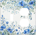 Light Switch Cover Plate Blue Watercolor Flowers Retro Floral Leaves 2 Gang Decorative Switch Plates 1 Toggle Duplex Combo Outlet Covers GFCI Wall Plates for Bathroom Bedroom Decor