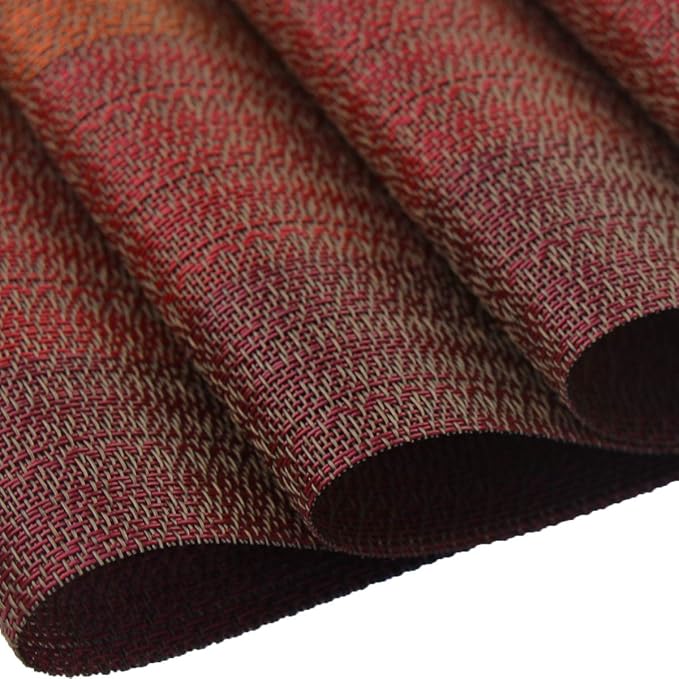 Plastic Placemats,Non Slip Washable Placemats for Dining Table Wipe Clean Table Mats Set of 6(Red)