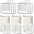 Remerry 600 Pcs Small 4 Inch Paper Plates Bulk Disposable Plates Paper White Square Dessert Cake Party Snack Sugarcane Bagasse Fiber Wedding Birthday Dinner Graduation Pet Feeding (4.45 x 5.24 Inch)