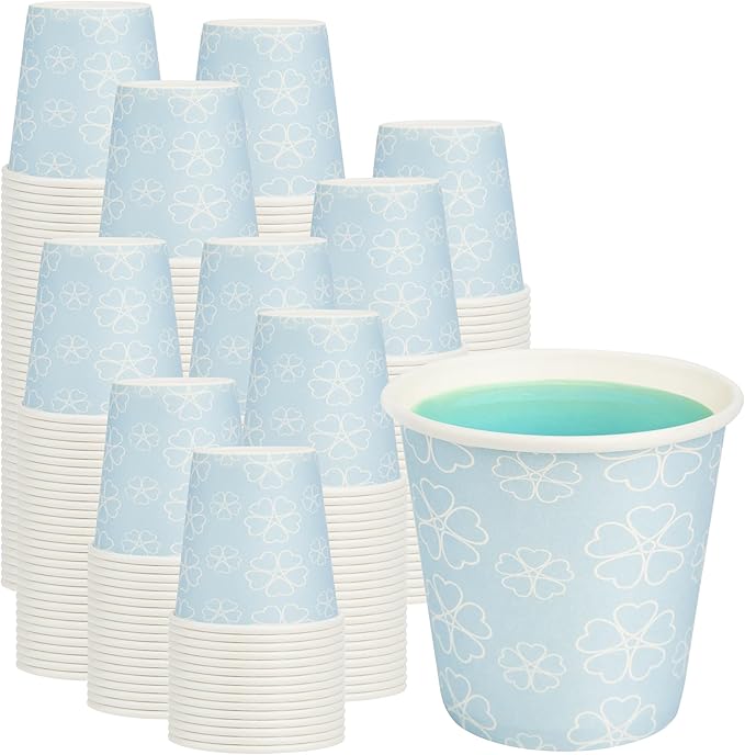 300 Pack 3 oz Bathroom Cups, Disposable Paper Cups with Rolled Rim, Small Paper Mouthwash Cup for Guest Bathrooms, Vanity & Office Use, Mist blue