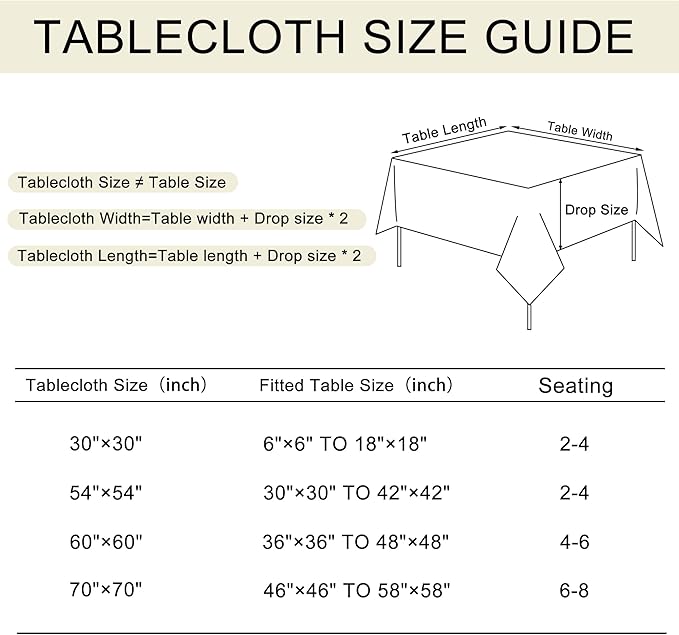 JIUZHEN Square Table Cloth Faux Linen Farmhouse Tablecloth Wrinkle & Stain Resistant Table Cover for Kitchen Dining, Holiday Party Dinner, White, 60 x 60 Inch