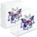 Butterfly Decor Napkin Holder for Table, 2 Pack 5"x5" Spring Paper Holder for Kitchen, Party, Dining Restaurant, Bar Summer Rustic Cocktail Paper Napkin Dispenser for Table Decoration Gift