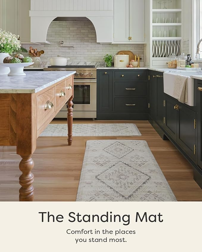 House of Noa Nama Standing Mat – Anti-Fatigue Cushioned Kitchen Mats for Floor | Ergonomic Bounce-Back Foam Kitchen Mats | Anti-Fatigue Mats for Kitchen & Standing | Ula Calico | 22" x 54"
