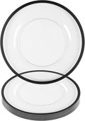 PARTY BARGAINS 13-Inch Charger Plates - 8 Pack, Clear Black Rim, Heavy-Duty Disposable Chargers for Elegant Dining - Ideal for Weddings and Formal Events