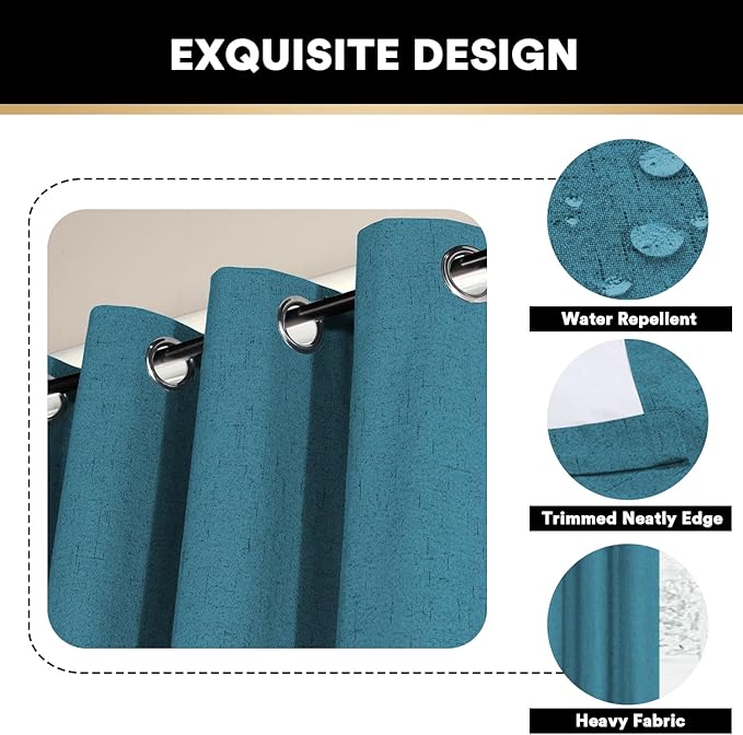 PrinceDeco Blackout Curtains 84 Inches Long 100% Blackout Curtains for Bedroom Extra Wide Sliding Glass Door Curtain Sound Proof Curtains for Bedroom,100 X 84 Curtains,Blue Sapphire