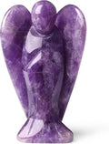 YATOJUZI 3" Amethyst Angel Decor Big Hand-Carved Angels Guardian Sculpture Statue Figurines Natural Crystal Stones and Healing Crystals Purple Home Room Office Desk Decoration Wisdom Gifts for Women
