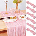 Joanlody Blushing Pink Cheesecloth Table Runner Spring Easter 10Ft Rustic Gauze Boho Cheese Cloth Table Runner for Wedding Bridal Baby Shower Decoration 6 Pack