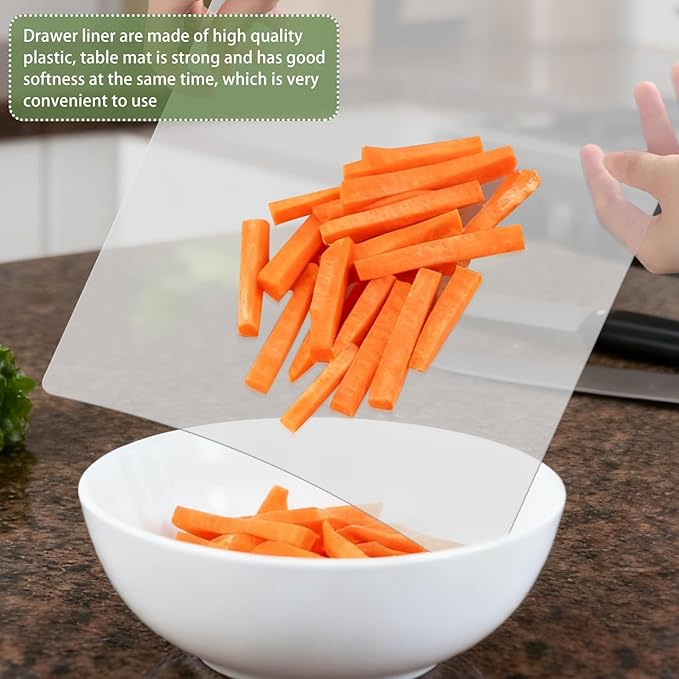 Tecmisse 5 PCS Plastic Placemat Heat Resistant Washable Table Mats, Clear Placemats for Table, Dining, Kitchen, Crafting and Shelf Liner, 17 x 11 Inch