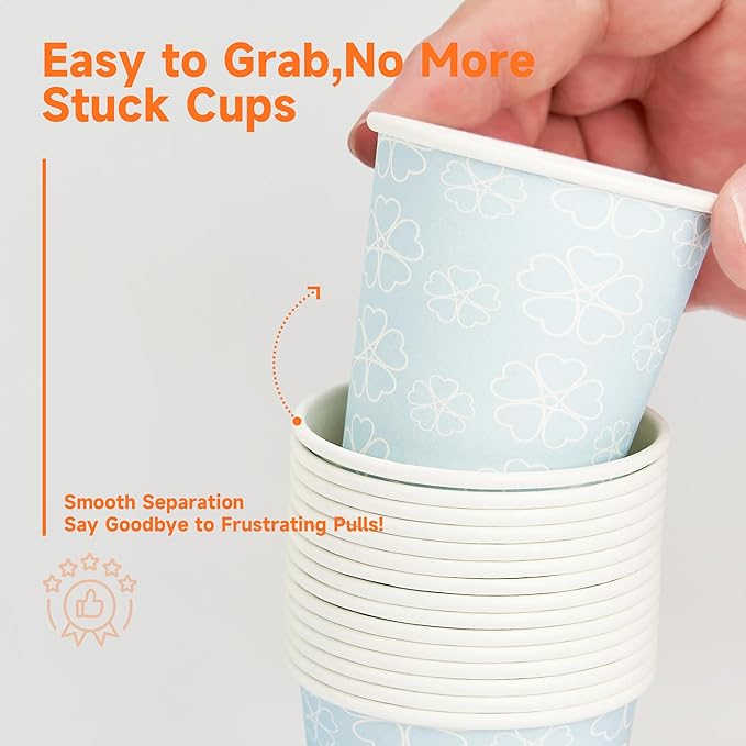 300 Pack 3 oz Bathroom Cups, Disposable Paper Cups with Rolled Rim, Small Paper Mouthwash Cup for Guest Bathrooms, Vanity & Office Use, Mist blue