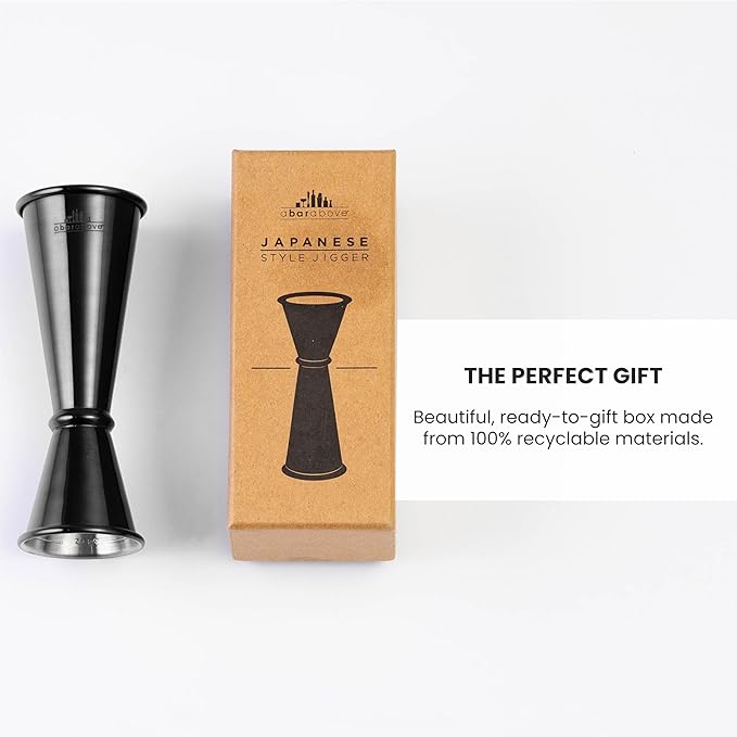 A Bar Above Premium Japanese Jigger, with 8 Measurements Inside, Professional and Heavy-Duty, 304 Stainless Steel Cocktail Double Jigger, for Bartending, 2-Pack, Gold