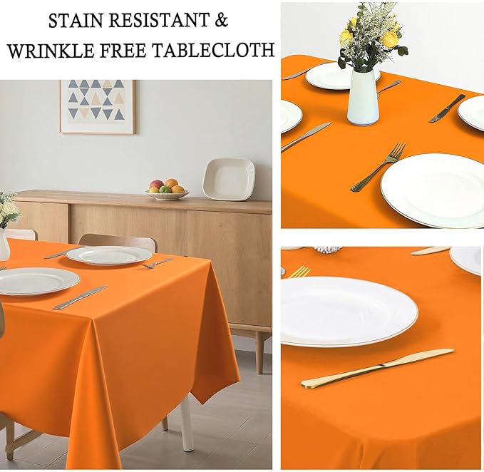 8 Pack Orange Tablecloth 60 x 102 Inch Rectangular Table Cloth for 6 Foot Rectangle Tables, Wrinkle Resistant Washable Rectangle Fabric Table Covers for Wedding Party Banquet Buffet and Camping