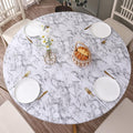 Walrus Round Vinyl Fitted Tablecloth with Flannel Backing Elastic Edge Design Table Cover Waterproof Oil-Proof PVC Table Cloth Stain-Resistant Best for 57"-66" Round