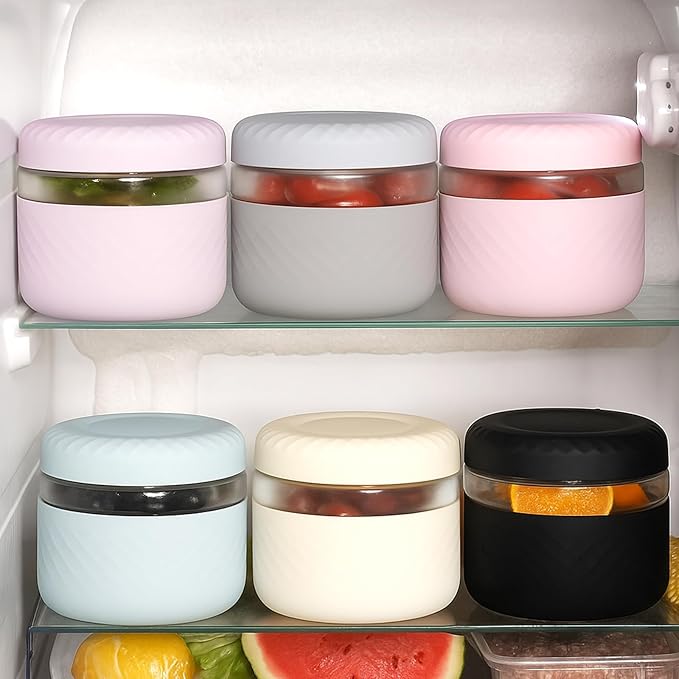 24 oz Glass Lunch Bowl Container with Lid | Leak & Spill Proof, BPA-Free, Microwave & Dishwasher Safe, Airtight Meal Prep & Food Storage Jar for Lunch, Salad, Soup, Overnight Oats, Stew, Yogurt