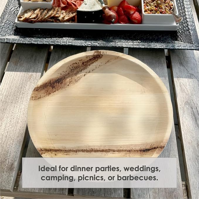 NEATtable Palm Leaf Plates | Disposable & Compostable | Eco Friendly & 100% Natural | Great for Outdoor Events, Wedding, Party, Barbecues | 10-inch Round Plate, Pack of 25