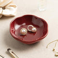 Floral Ceramic Ring Dish Elegant Jewelry Gift for Women Ceramic Trinket Tray Ring Holder Necklace Organizer for Mom Best Friend Sister (red)