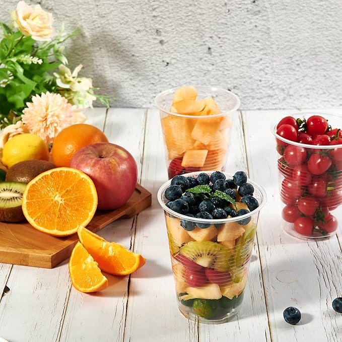 Lilymicky 450 Pack 12 oz Clear Plastic Cups, Cold Disposable Plastic Drinking Cups for Parties, Picnic, BBQ, Travel, and Events
