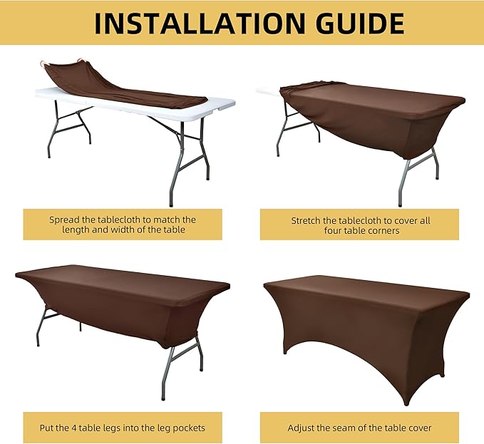 2-Pack 8ft Spandex Table Covers for Rectangle Folding Tables - Washable Elastic Tablecloth - Ultimate Fitted Table Protector for Birthday Parties, Trade Shows, Banquet
