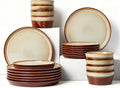 Dinnerware Set for 8, Ceramic Dish Sets, Plate and Bowl Set, Microwave & Dishwasher Safe Dishware Set, Chip & Scratch Resistant Dinner Set, One-of-a-Kind Design, Amber Brown