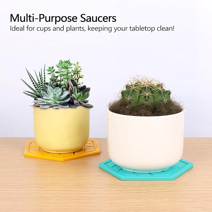 Silicone Drink Coasters Set of 8,Flexible & Heat-Resistant - Perfect for Home Decor & Table Protection (Saltwater/Mango)