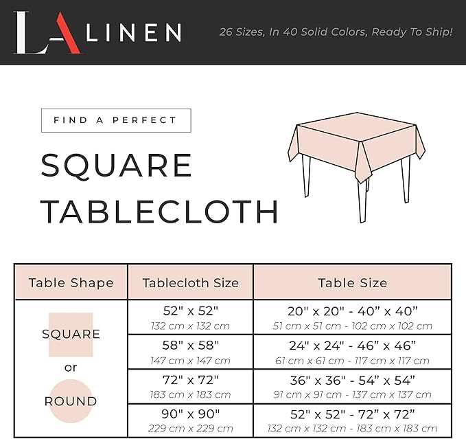 LA Linen Polyester Poplin Washable Square Tablecloth, Stain and Wrinkle Resistant Table Cover 72x72, Fabric Table Cloth for Dinning, Kitchen, Party, Holiday 72 by 72-Inch, Fuchsia
