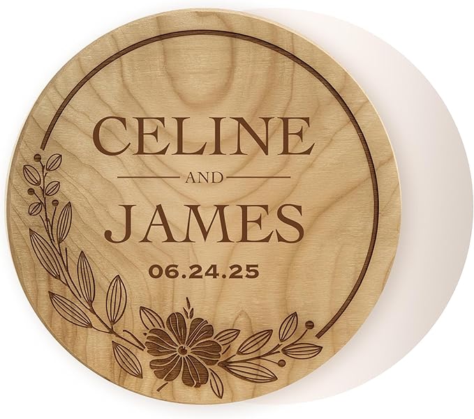 100 Pack Personalized Wedding Coasters, Custom Cardboard Coasters for Drinks with Photo Print and Text, Keepsake Wedding Favors and Gifts for Couples, 3.95" Round (Design 4)