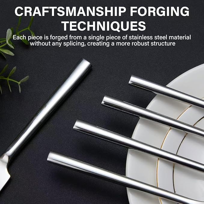 40-Piece Silverware Set for 8，Minimalist Flatware Set 18/10 Stainless Steel，Fine Cutlery Set with Forks, Knives, Spoons，Durable and Elegant Design Tableware，Dishwasher Safe