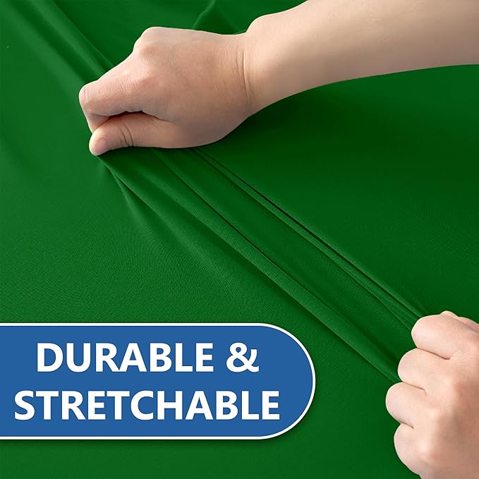 Stretch Table Cover for 6 Foot Rectangle Tables-8 Pack Green Spandex Fitted Tablecloth-Elastic 6ft Christmas Tablecloths for Party, Vendor Booth Display, Banquet Event, Craft Trade Show