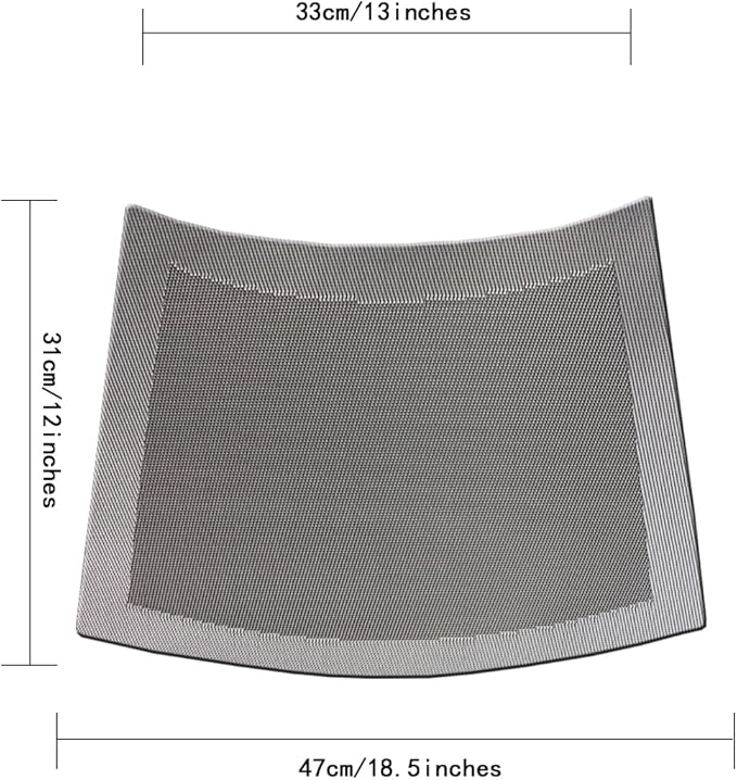 Wedge Placemats for Round Dinner Table Woven Vinyl Wipe Clean Non Slip Plastic Table Mats Set of 6（Grey）