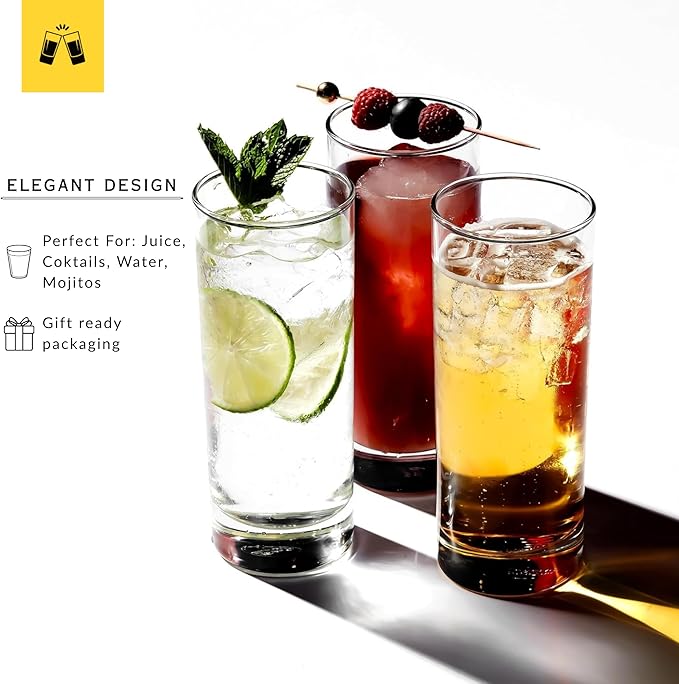 LEMONSODA Premium Highball 12oz Glass Set - Elegant Tom Collins Glasses Set of 6, 12, and 48 Tall Drinking Water Glasses - Bar Glassware for Mojito, Whiskey, Cocktail (Set of 48)(2007)