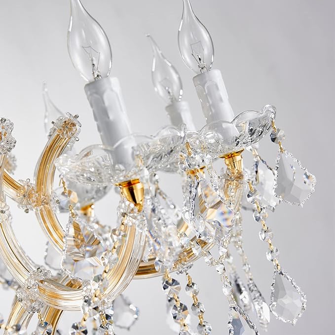 Modern Gold Crystal Chandelier Lighting - Luxury Maria Theresa Chandeliers for Dining Room, Kitchen Island, Living Room, Bedroom, 10 Lights…