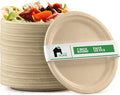 EconoHome 7 inch Compostable Paper Plates [125-Pack] - Eco-Conscious Disposable Plates Made of Bagasse or Sugarcane Fiber - Microwave, Refrigerator-Safe - Heavy Duty Paper Plates for Dinner