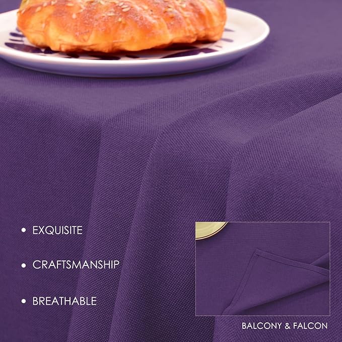 BALCONY & FALCON Table Cloth for 6 Foot Rectangle Tables – Waterproof, Wrinkle-Free Farmhouse Tablecloth for Dining, Kitchen, Wedding, Baby Shower & Holiday Gatherings (Purple, 55" x 95")