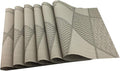 Gugrida Natural Placemats Woven Vinyl Non-Slip Insulation Heat Stain Resistant Washable Table Placemats Kitchen Dining Table Top Meal Mat Place Mats PVC Set of 6, Natural Wood Color
