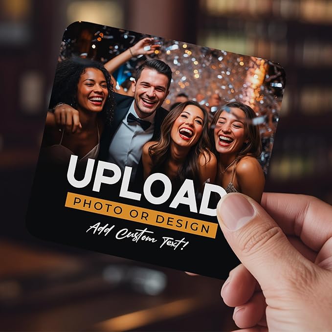 40 Pack Personalized Drink Coasters, Custom Cardboard Coasters with Photo and Text, Design Your Own Coaster for Events, Parties, Bars, and Unique Gifts, 3.95" Round, Design 7