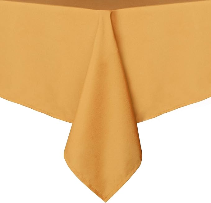 sancua Rectangle Tablecloth - 60 x 120 Inch - Stain and Wrinkle Resistant Washable Polyester Table Cloth, Decorative Fabric Table Cover for Dining Tables, Buffet Parties and Camping, Gold