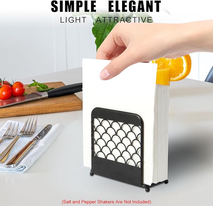 Napkin Holder for Table,MetalIron Modern Napkin Holder for Kitchen Dining Cocktail Napkin Holders for Paper Napkins Mail Bills Suitable for All Dining Room Decors Black
