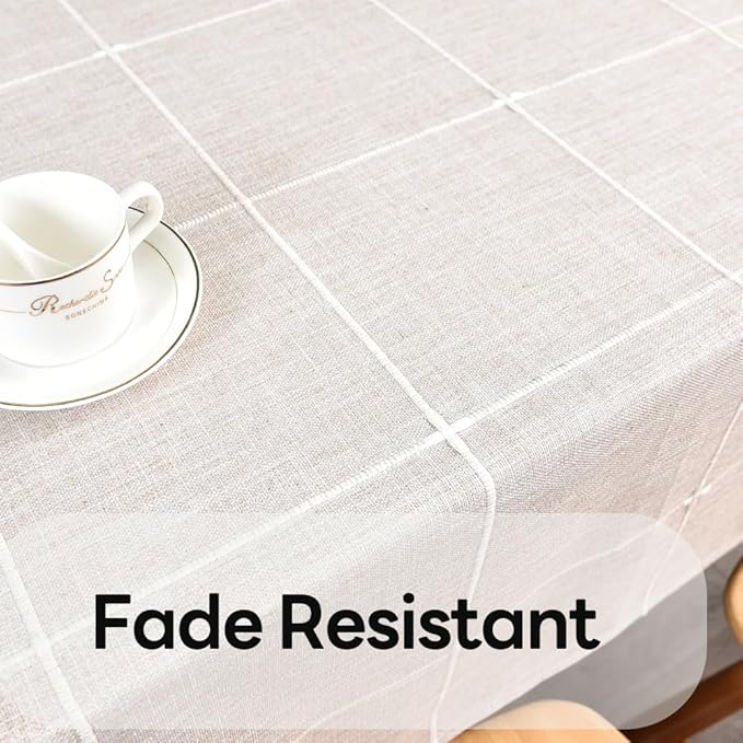 Heavy Duty Cotton Table Cloth for Rectangle Table Rectangular Farmhouse Vintage Tablecloth Washable Rustic Table Cover (Linen, 52''x120'')