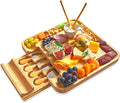 RoyalHouse Bamboo Cheese Board and Knife Set with Slide-Out Cutlery Drawer - Charcuterie Boards Set & Cheese Platter - Birthday Gifts for Women, Wedding Gifts for Couples 2025, Bridal Shower Gifts