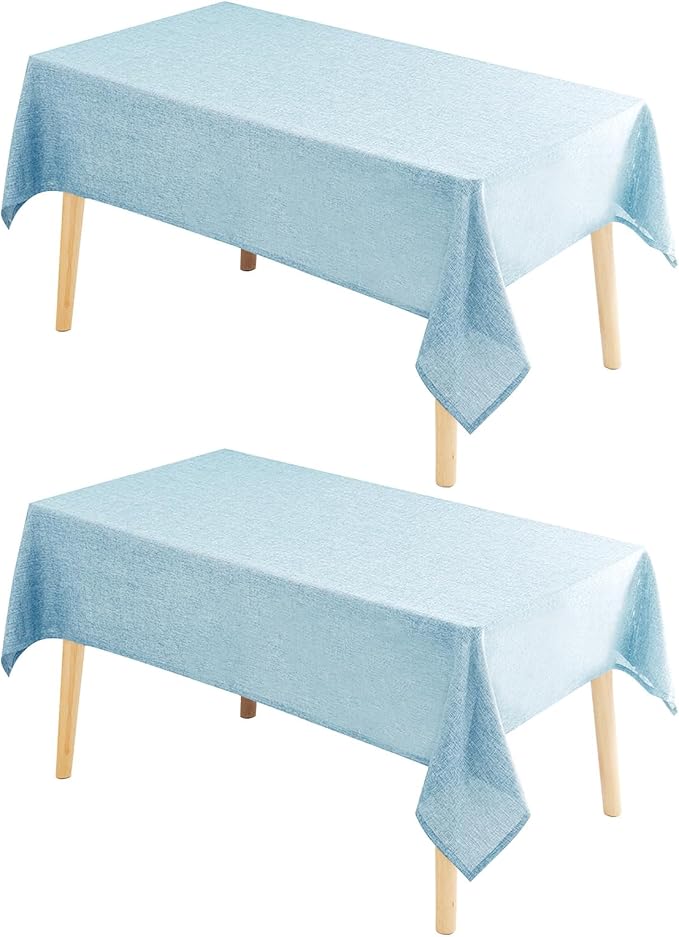 Hiasan 2 Pack Faux Linen Rectangle Tablecloth - Wrinkle and Stain Resistant Washable Table Cloth for Kitchen Dining Room Holiday Table Cover for Party Dinner, Lux Slate Blue, 54 x 80 Inch