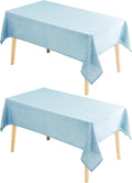 Hiasan 2 Pack Faux Linen Rectangle Tablecloth - Wrinkle and Stain Resistant Washable Table Cloth for Kitchen Dining Room Holiday Table Cover for Dinner, Lux Slate Blue, 60 x 140 Inch