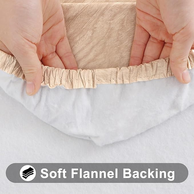 Smiry Rectangle Table Cloth Cover, Waterproof Elastic Fitted Picnic Tablecloth for 5 Foot Tables, Wipeable Flannel Backed Vinyl Tablecloths for Camping, Dining, Outdoor (Beige Wood, 30" x 60")