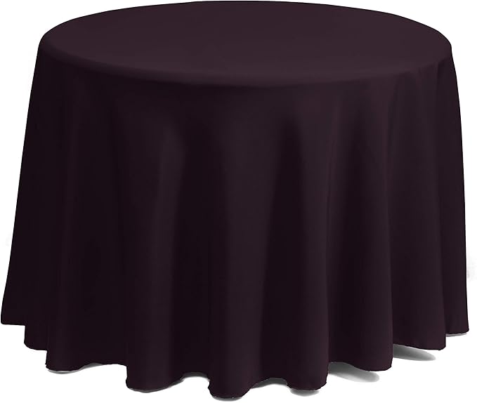 Gee Di Moda Round Tablecloth - 90 Inch Eggplant Round Table Cloth for 30 to 60 Inch Round Tables - Heavy Duty Washable Fabric - for Buffet Table, Holiday Party, Dinner, Wedding & Baby Shower