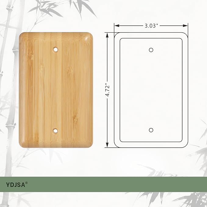 Bamboo Wood Blank Wall Plate Conceal Unused Ports, Decorative Cover