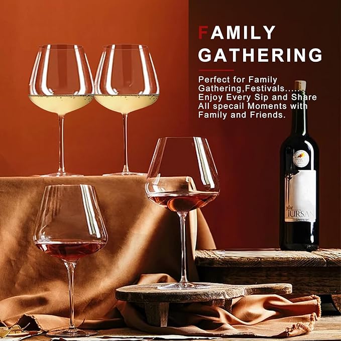 Super Large 30OZ Wine Glasses-Hand Blown Crystal Giant Wine Glasses, Big Burgundy Glasses Oversized, Red White Wine,Luxury, Elegant, Ideal Gift for Women,Men,Christmas,Anniversary,Birthday (Pack of 6)