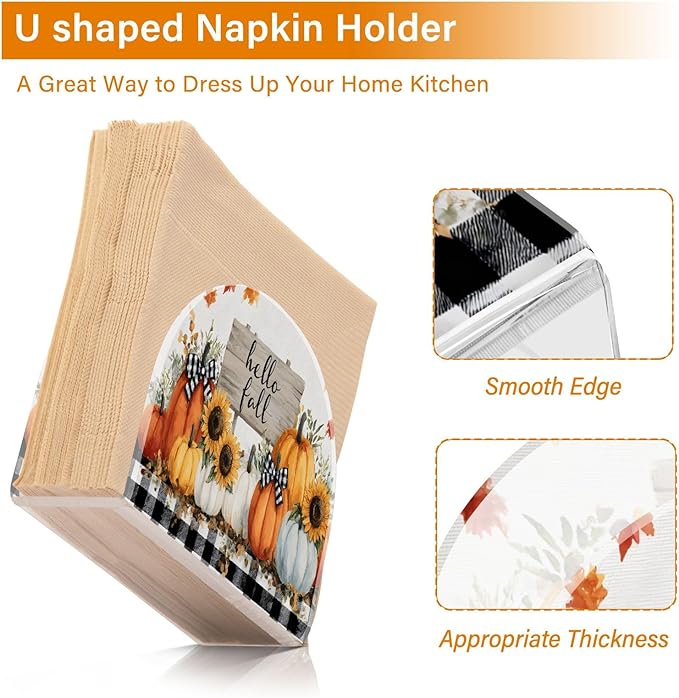 Pumpkin Napkin Holder for Table Kitchen Decor Acrylic Paper Napkin Holders for Tissue Dining Room Indoor Outdoor Party Holiday Accessories