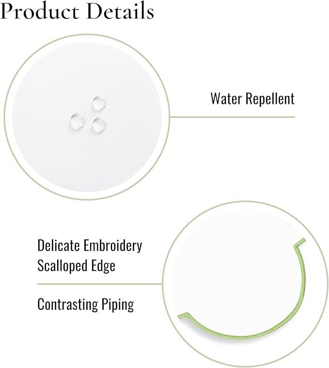 Hofdeco Premium Coastal Patio Indoor Outdoor Placemat Set of 4, 14"x19" Double-Layered, Waterproof Cloth Placemat for Kitchen or Dining Table. Green Embroidered Solid A