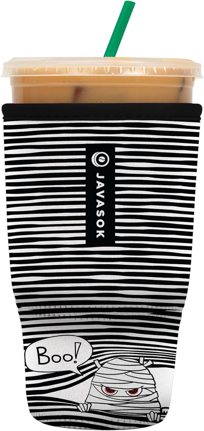 Sok It JavaSok Iced Coffee & Cold Soda Insulated Neoprene Cup Sleeve (Peek-A-BOO, Large: 30-32oz)